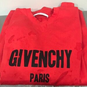 Givenchy Destroyed Effect Logo Tee In Red